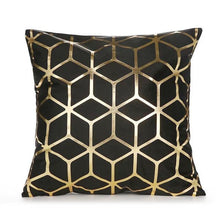 Load image into Gallery viewer, Black Gold Pillow Geometric Cushion Hot Pillows For Chairs Seat Pillowcase Black Striped Pillow Case  Luxury Soft Cushion Covers Decor Home Livingroom Decoration 45x45CM
