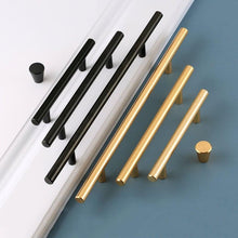 Load image into Gallery viewer, Black Golden Cupboard Handle Brushed Stainless Steel Kitchen Cabinet Door Knob Furniture Handle Drawer Pull Hardware Stainless Steel Kitchen Drawer Pulls Cabinet Handles
