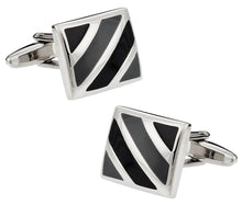 Load image into Gallery viewer, Black Gray Enamel Cufflinks
