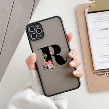 Load image into Gallery viewer, Black Initial Letter Phone Case for iPhone Camera Protect Transparent Art Letters Phone Case For iPhone 13 12 Soft Silicone Cover
