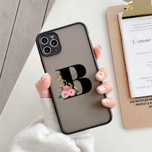 Load image into Gallery viewer, Black Initial Letter Phone Case for iPhone Camera Protect Transparent Art Letters Phone Case For iPhone 13 12 Soft Silicone Cover
