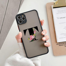 Load image into Gallery viewer, Black Initial Letter Phone Case for iPhone Camera Protect Transparent Art Letters Phone Case For iPhone 13 12 Soft Silicone Cover
