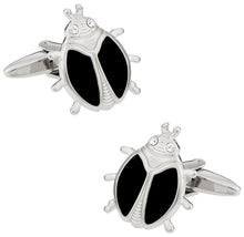 Load image into Gallery viewer, Black Ladybug Cufflinks
