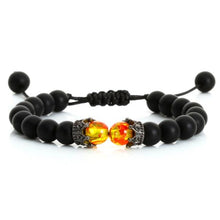 Load image into Gallery viewer, Black Lava Stone Crown Charm Tiger Eye Beads Bracelet For Men Women Braided Bracelets Handmade Adjustable Couple Distance Bracelets Lava Stone Beads Essential Oil Diffuser Adjustable Bracelet With King Queen Crown Charm
