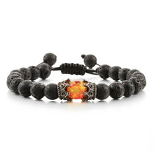 Load image into Gallery viewer, Black Lava Stone Crown Charm Tiger Eye Beads Bracelet For Men Women Braided Bracelets Handmade Adjustable Couple Distance Bracelets Lava Stone Beads Essential Oil Diffuser Adjustable Bracelet With King Queen Crown Charm
