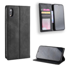 Load image into Gallery viewer, Black Leather Case for iPhone 11 12 13 14 Pro XS Max XR X 8 7 6S 6 Plus Magnet Flip Case Cover For iPhone Business Wallet Leather Case with Magnetic Flip Card Holder Kickstand Full Body Protective Anti-Drop Phone Case
