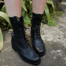 Load image into Gallery viewer, Black Leather Victorian Ankle Boots
