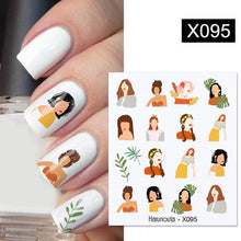 Load image into Gallery viewer, Black Lines Flower Leaves Water Decals Stickers Floral Face Marble Pattern Slider For Nails Summer Nail Art Decoration Summer Stickers on Nails Simple Summer Slider for Manicure Nail Art Watermark Manicure Decor
