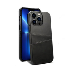 Load image into Gallery viewer, Black Luxury Men Card Holder Case for iPhone Business Classic Leather Wallet Case for iphone 12 13 14 Pro Max Phone Cover PU Leather Wallet Case with Card Pockets Back Cover
