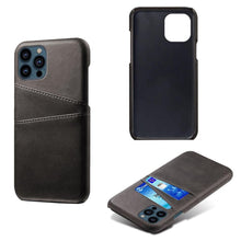 Load image into Gallery viewer, Black Luxury Men Card Holder Case for iPhone Business Classic Leather Wallet Case for iphone 12 13 14 Pro Max Phone Cover PU Leather Wallet Case with Card Pockets Back Cover

