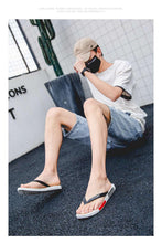 Load image into Gallery viewer, Black Man House Slippers Elegant Flip Flop Pool Slippers Summer Sandals  Men's Shoes Breathable Air Mesh Comfortable Leather Flip Flops Non-Slip Sport Cushion Beach Outdoor Walking Slippers
