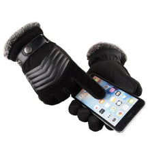 Load image into Gallery viewer, Black Men Leather Touchscreen Gloves Winter Retro Driving Comfortable Warm Gloves Elegant Design Men Fashion Outdoor Gloves Cold Weather Gloves For Cycling &amp; Driving
