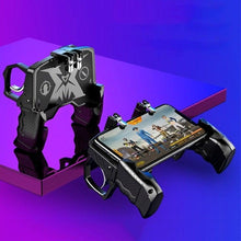 Load image into Gallery viewer, Black Metal Joystick Trigger Shooting Gamepad Portable Controller Compatible With Smartphone Gaming Mobile Phone Holder
