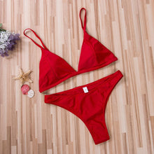 Load image into Gallery viewer, Black Micro Bikini Set Women 2 Pieces Swimsuit Swimwear Push Up Padded Bra Thongs Bathing Suit Beachwear Women's Tie Side Bottom Padded Top Triangle Bikini Bathing Suit
