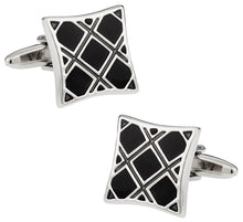 Load image into Gallery viewer, Black Plaid Cufflinks
