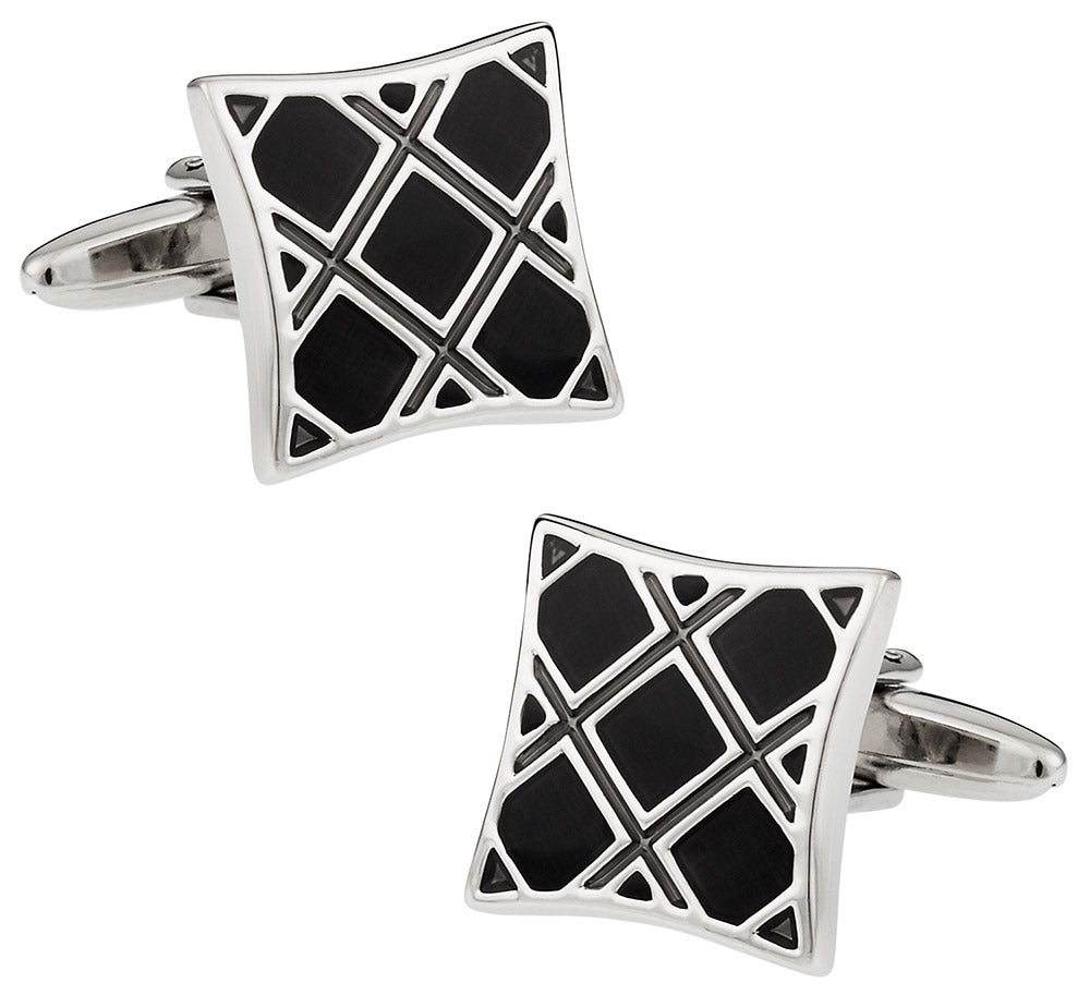 Black Plaid Cufflinks