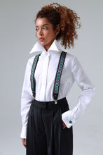 Load image into Gallery viewer, Sicily Meadow Green Floral Patterned Silk Suspenders
