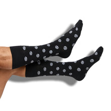 Load image into Gallery viewer, Black Sip Dots Dress Socks
