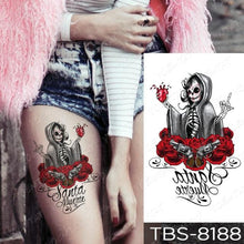Load image into Gallery viewer, Black Sketchs Flowers Waterproof Temporary Tattoo Sticker Chest Flash Tattoo Wolf Diamond Flower Body Art Arm Fake Tattoo For Womens Men
