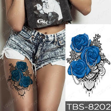 Load image into Gallery viewer, Black Sketchs Flowers Waterproof Temporary Tattoo Sticker Chest Flash Tattoo Wolf Diamond Flower Body Art Arm Fake Tattoo For Womens Men
