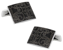 Load image into Gallery viewer, Black Stainless Steel Cufflinks Art

