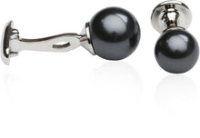 Load image into Gallery viewer, Black Swarovski Pearl Formal Set Cufflinks &amp; Studs
