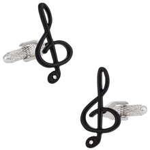 Load image into Gallery viewer, Black Treble Clef Music Cufflinks
