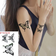 Load image into Gallery viewer, Black Waterproof Temporary Bird Tattoo Sticker Arm Leg Wrist Modern Small Tattoo For Womens And Kids
