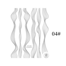 Load image into Gallery viewer, Black White 3D Nail Stickers Metal Gold Silver Geometric Tassel Strip Line Adhesive Transfer Decals Nail Art Design  Gold Silver Metal Nail Sticker  Metallic Curve Strip Line Nail Decal Self-Adhesive 3D Wave Design Nail Tips Decorations Manicure for Women
