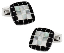 Load image into Gallery viewer, Black White Precious Grid Cufflinks
