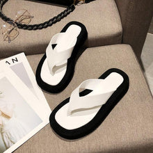 Load image into Gallery viewer, Black White Thick Bottom Flip Flops Women Famous Design Clip Toe Slippers Platform Slides Beach Comfort Thong Style Flip Flops Sandals For Women With Arch Support For Comfortable Walk
