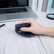 Load image into Gallery viewer, Black Wireless Ergonomic Mouse Vertical 1600 DPI Button Gaming Mouse RGB Optical USB Mice For PC And Laptop 2.4Ghz
