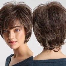 Load image into Gallery viewer, Blonde White Black Ombre Bob Synthetic Wigs for Women Straight Hair Wigs Cosplay Party Wig with bangs Heat Resistant Wigs For Black Women Cosplay Wigs For Women
