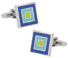 Load image into Gallery viewer, Blue Aqua Square Cufflinks
