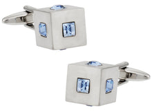 Load image into Gallery viewer, Blue Crystal Cubic Cufflinks

