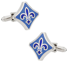 Load image into Gallery viewer, Blue Fleur De Lis Cufflinks
