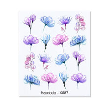 Load image into Gallery viewer, Blue Marble Water Decal Sticker Wave Line Flower Leaf Tree Summer Slider Decor For Manicuring Nail Art Watermarks Curve Graffiti Nail Design for Acrylic Nail Supplies Designer Nail Decorations for Women Girls Kids
