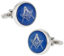 Load image into Gallery viewer, Blue Masonic Freemason Round Cufflinks
