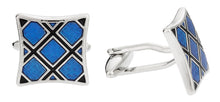 Load image into Gallery viewer, Blue Plaid Silver Cufflinks
