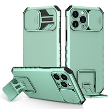 Load image into Gallery viewer, Blue Shockproof Adjustable Stand Case For iPhone 14 13 12 11 Pro Max Built Slide Camera Protection Case With Kickstand Shockproof Protection Modern Design for iPhone
