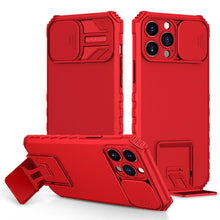 Load image into Gallery viewer, Blue Shockproof Adjustable Stand Case For iPhone 14 13 12 11 Pro Max Built Slide Camera Protection Case With Kickstand Shockproof Protection Modern Design for iPhone
