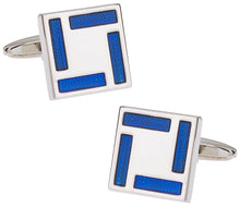 Load image into Gallery viewer, Blue Square Enamel Cufflinks
