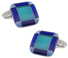 Load image into Gallery viewer, Blue Tone Glass Cufflinks
