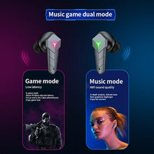 Load image into Gallery viewer, Bluetooth 5.0 RGB Yellow Gaming Earphones Low Latency Wireless Stereo Headphones Bass Earbuds With Mic Headphones Wearable Music Player HiFi Quality Sound Sport Earphones With Charging Case For Outdoor Running Gym Workout 65ms
