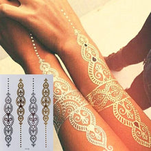 Load image into Gallery viewer, Body Tattoo Art Painting Stickers Glitter Gold Silver Temporary Waterproof Nontoxic Long Lasting Tattoos
