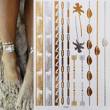 Load image into Gallery viewer, Body Tattoo Art Painting Stickers Glitter Gold Silver Temporary Waterproof Nontoxic Long Lasting Tattoos
