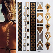Load image into Gallery viewer, Body Tattoo Art Painting Stickers Glitter Gold Silver Temporary Waterproof Nontoxic Long Lasting Tattoos
