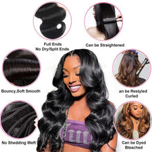 Load image into Gallery viewer, Brazilian Body Wave Hair Bundles - 100% Natural Black Human Hair Extensions, 3 PCS for Effortless Glam
