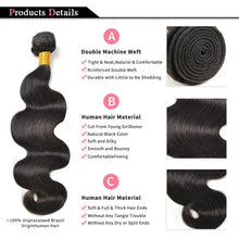 Load image into Gallery viewer, Brazilian Body Wave Hair Bundles - 100% Human Hair Extensions 3 PCS
