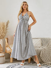 Load image into Gallery viewer, Bohemian Halter Maxi Dress - Women's Summer Striped Sleeveless Flowy Beach Dress
